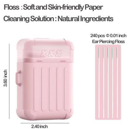 240 Pcs Earrings Hole Cleaner Kit, Piercing Cleaner Floss Odor Removal Ear Care