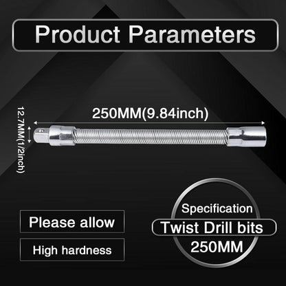 Flexible Socket Extension Ratchet, Made of Heat-Treated Chrome Vanadium Steel with Flexible Spring Steel Shaft