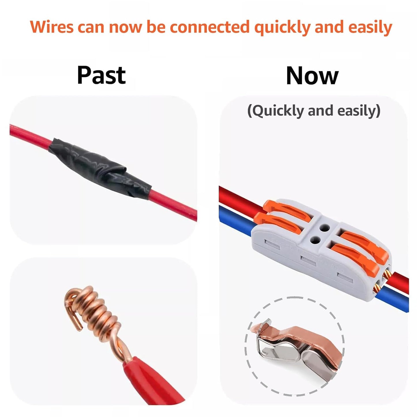10Psc Inline Compact Wire Connectors, Inline Wire Connector, Push Quick Lever Wiring Nuts for 28-12 AWG
