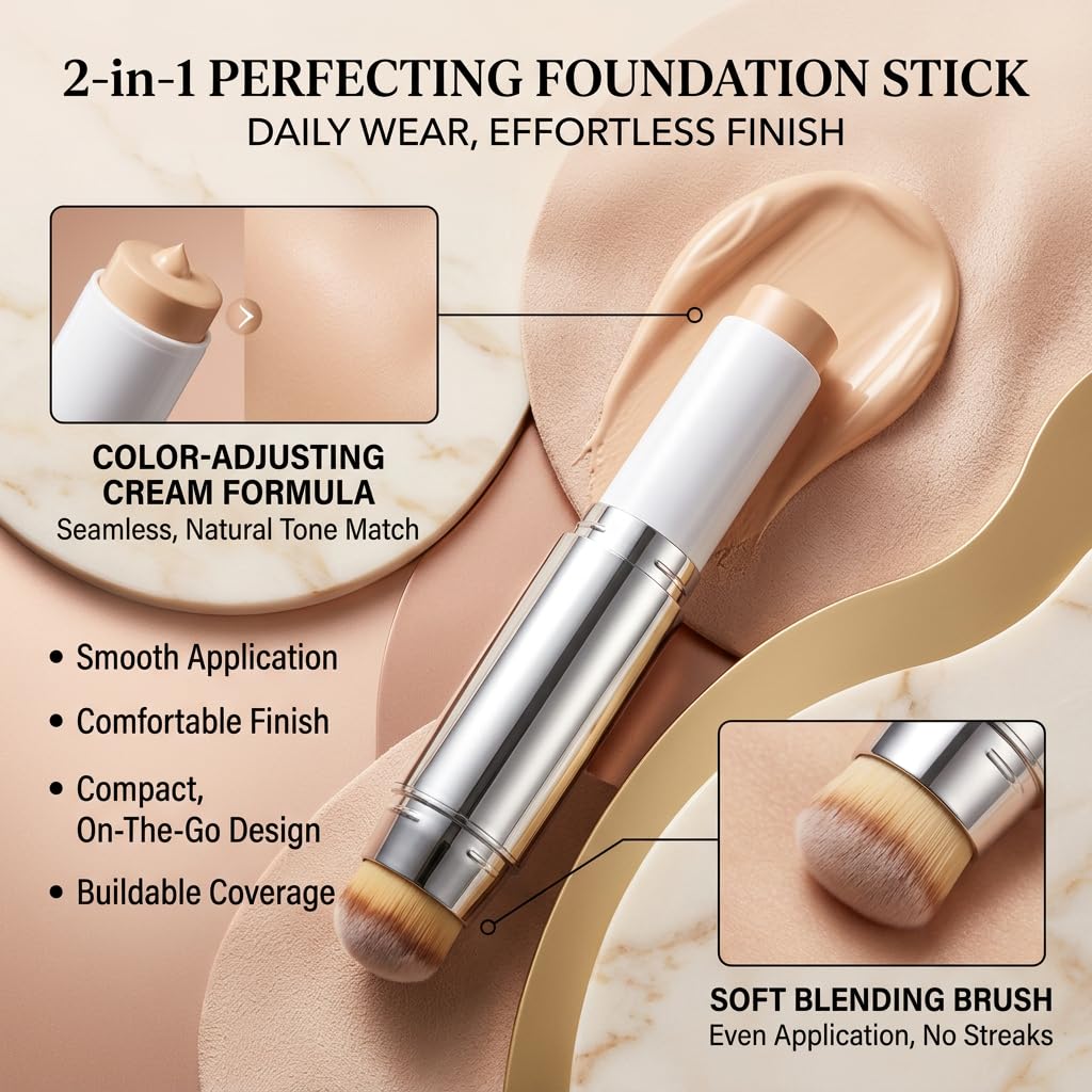 4-in-1 Dual-Ended Color-Changing Natural Longwear Foundation Stick