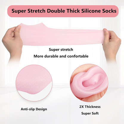 2 Pairs Silicone Moisturizing Glove Socks Set Anti Slip Soft Spa Gel Socks