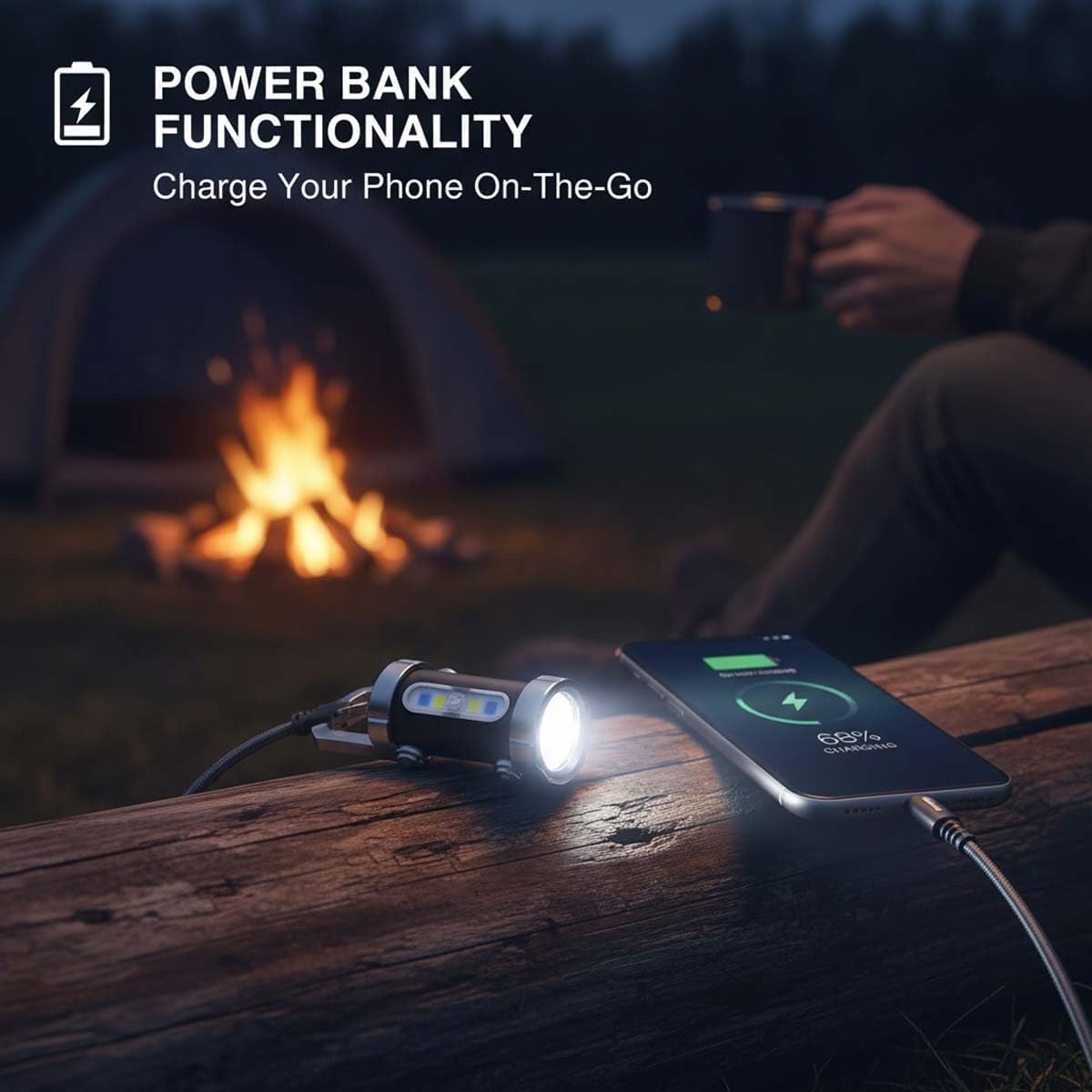 2Pcs Portable Rechargeable Bright Keychain Flashlight Phone Charger, Mini Keychain Flashlight
