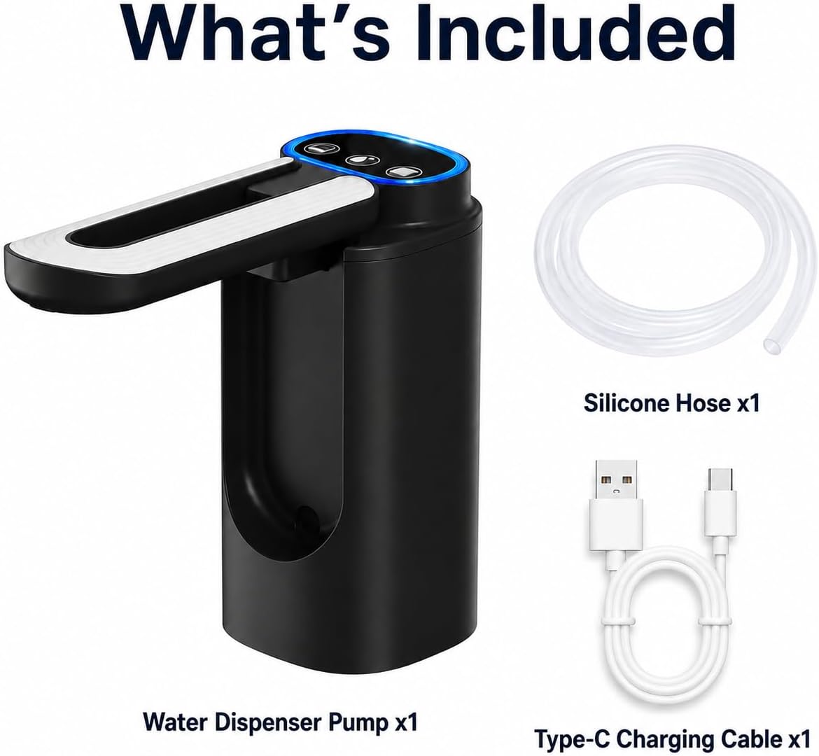 Foldable Spout Rechargeable Water Bottle Pump ,3-Mode Electric Water Dispenser Pump for 5 Gallon Bottles