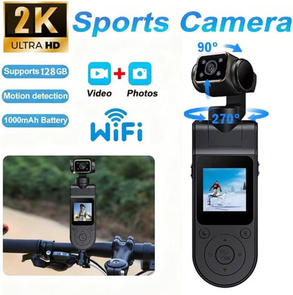 1080P Vlogging Camera, Portable Pocket Action Camera, WiFi Mini Body Cam