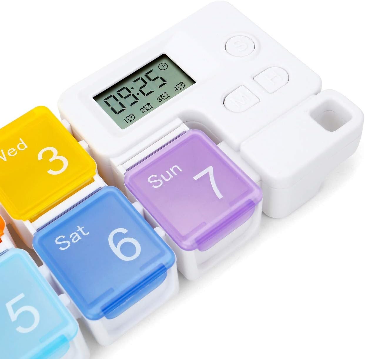 7 Days Pill Dispenser Organizer with Reminder Alarm -Portable Travel Vitamins Medicine Box Case