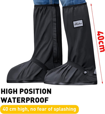 1Pair Waterproof Shoe Covers, Reusable & Foldable Rain Boot Shoe Cover with Zipper, Non-Slip, Reflector