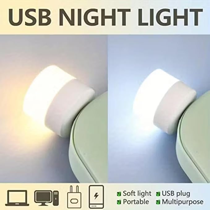 10Pcs USB LED Mini Light Bulb, Plug in Night Light, Warm White, USB Light Bulb