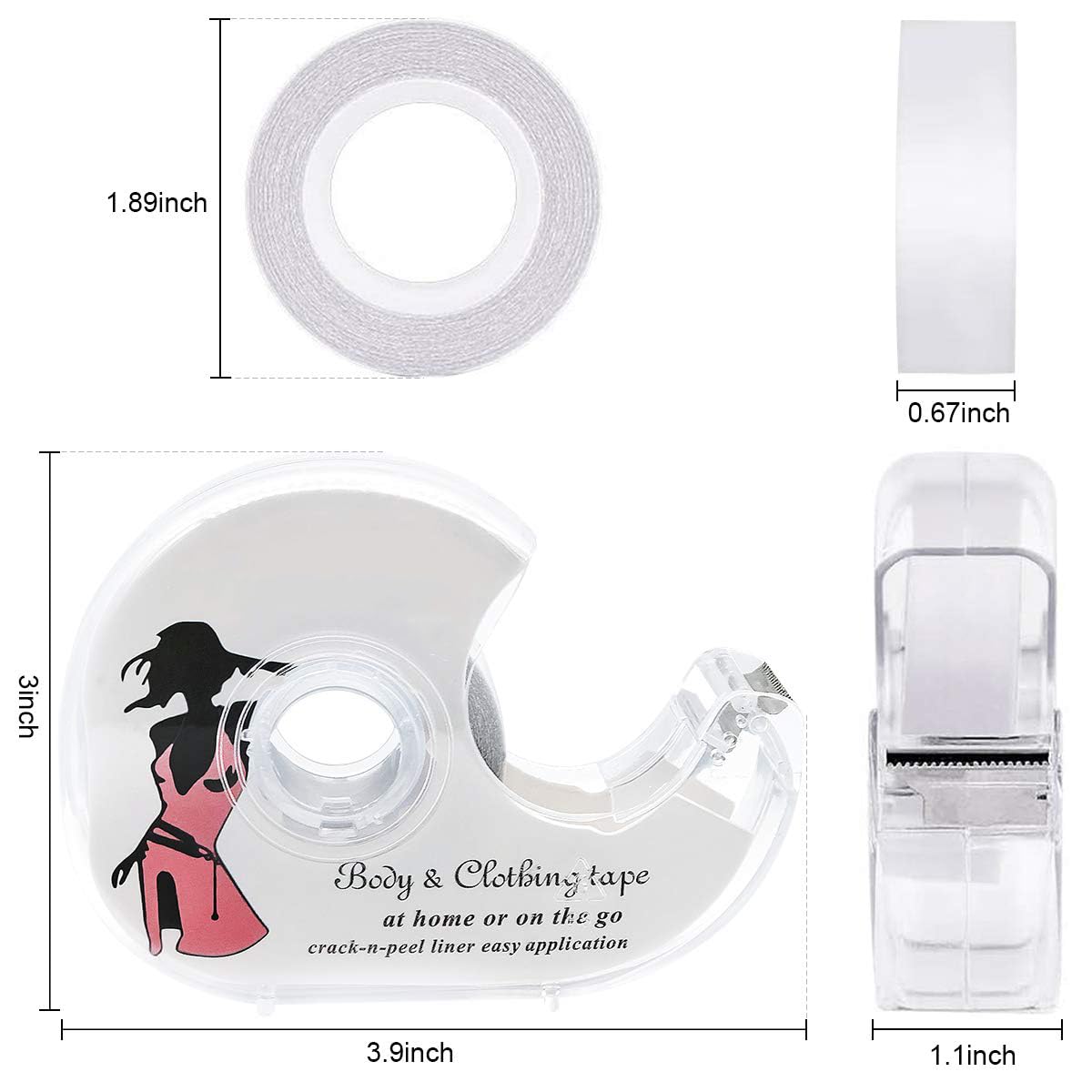 Double Sided Clothing Tape with Dispenser 82 Feet