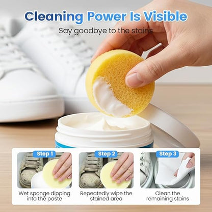 No-Wash White Footwear Cleaner Cream with Sponge for Leather Shoes and Sneakers