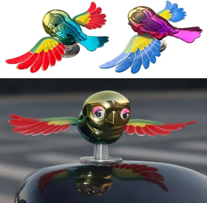 2Pcs Bionic Flying Bird, Funny and Cute Car Decoration, Wings Swing with Wind
