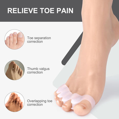 Silicone Toe Separators –Bunion Corrector & Hammertoe Straightener for Overlapping Toes