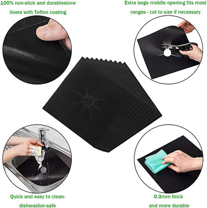 4Pcs Reusable Non-Stick Gas Stove Burner Covers, Gas Stove Burner Liners