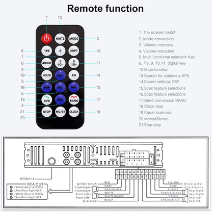 Car Radio Audio USB/SD/MP3 Player Receiver Bluetooth Hands-Free with Remote Control