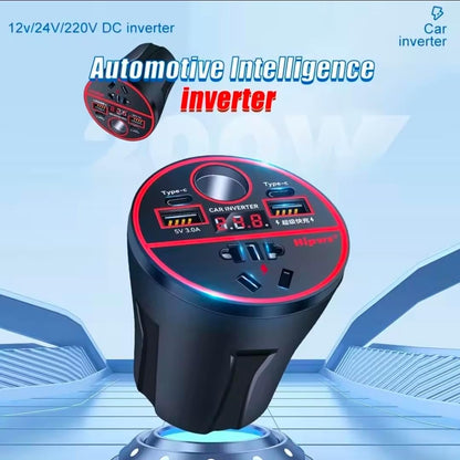 Car USB Fast Charging Power Inverter Digital Vehicle Charger USB Charger Adapter 200W