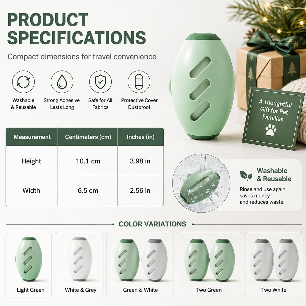 2Pcs Reusable Silicone Lint Roller, Washable Sticky Roller Powerful Adhesion for Pet Hair and Dust Removal