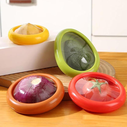 4Pcs Fresh Food Storage Containers – Reusable Produce Keepers for Avocados, Onions, Tomatoes & Garlic