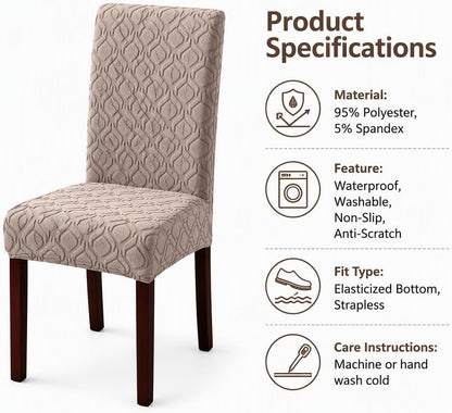 Stretch Jacquard Dining Chair Covers Waterproof & Washable,Non-Slip,Anti-Scratch Protector