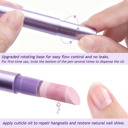 2PCS 3-in-1 Nail Care Pen, Cuticle Oil Cuticle Pusher Nail Oil Pen