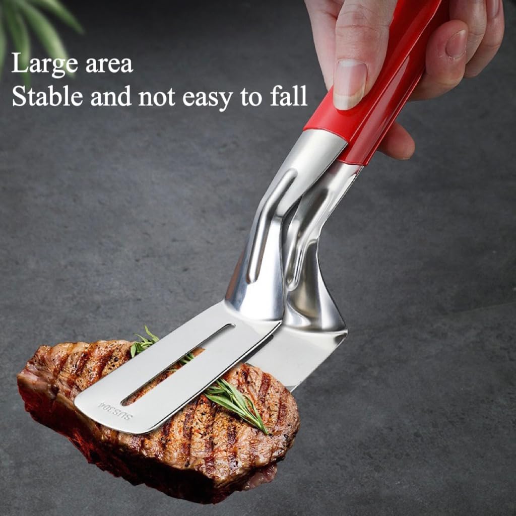 2pcs Anti-Scald Extended Handle Spatula Tongs Multifunctional Stainless Steel