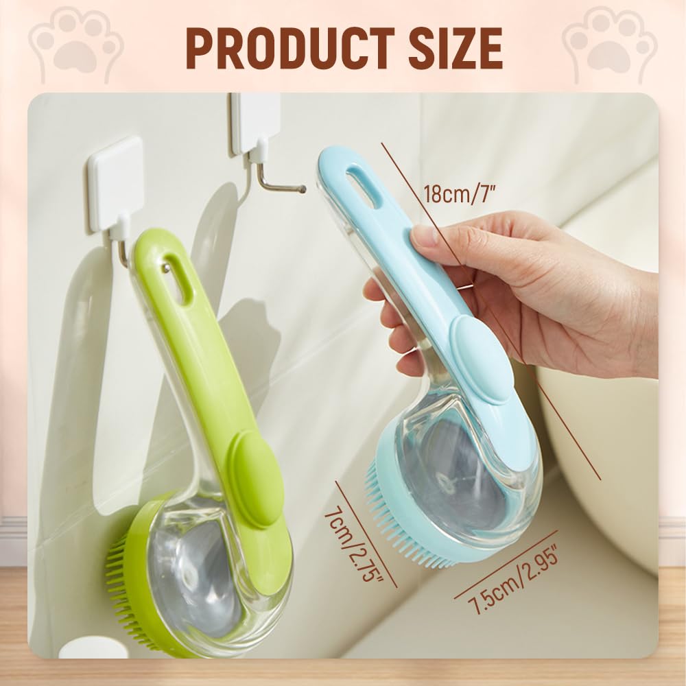 Pack Dog Bath Brush 2 in 1 Cat Shampoo Brush with Soap Dispenser