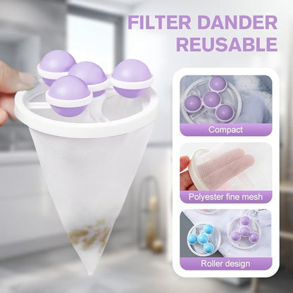 3Pcs Floating Hair Filtering Mesh Removal, Lint Catcher for Washing Machine Pet Hair Catcher for Washing Machine