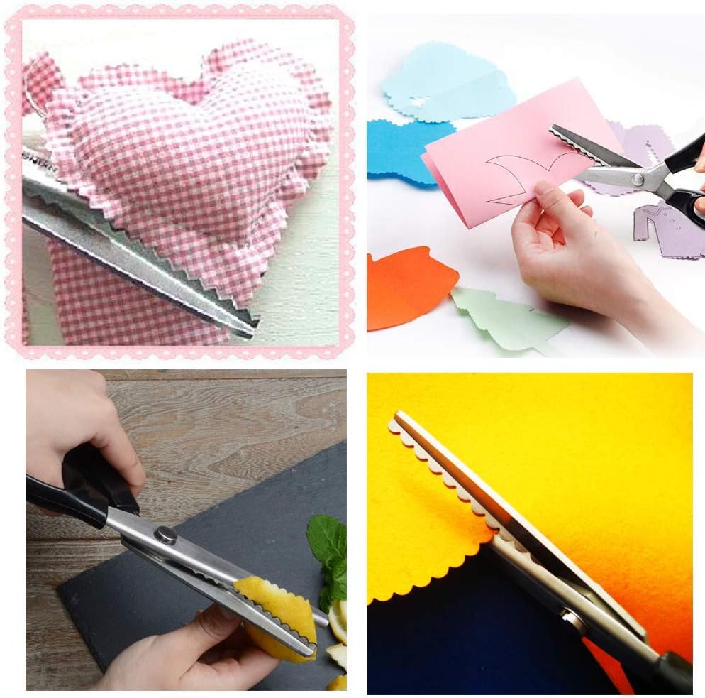 Pinking Shears for Fabric Paper Cutting, Stainless Steel (5mm, Scalloped)