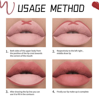 12pcs/set Long Lasting Matte Lip Liner Set, Waterproof Smudge-Proof Transfer-Proof
