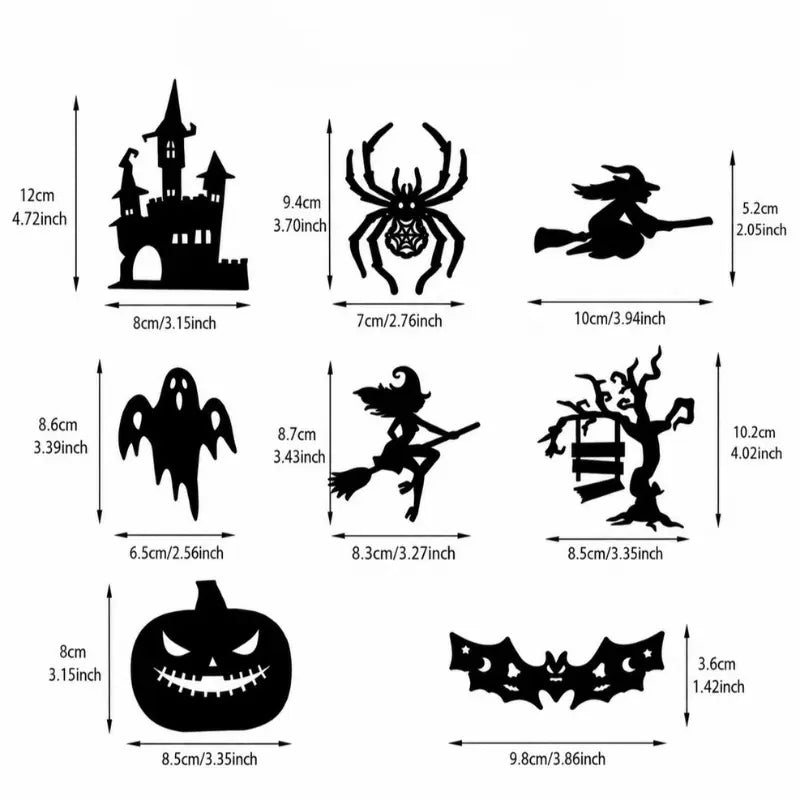 8/30Pcs 3D Cutout Night Light Set Pack - Removable Spooky Glow Wall Stickers
