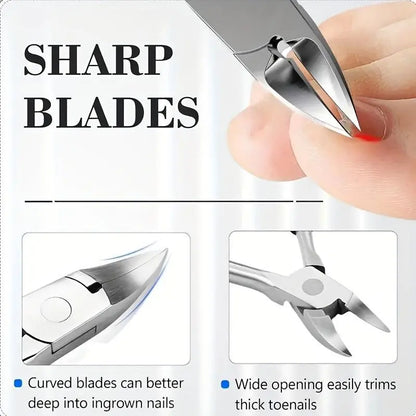 5Pcs Stainless Steel Nail Tool Set - Complete Manicure & Pedicure Kit with Nail Clippers, File & Nippers
