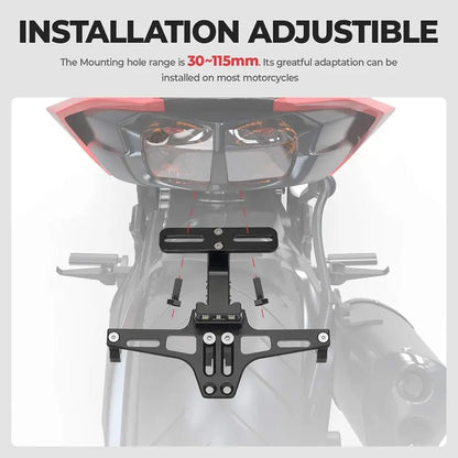 Universal Motorcycle License Plate Bracket with LED Light Aluminum
