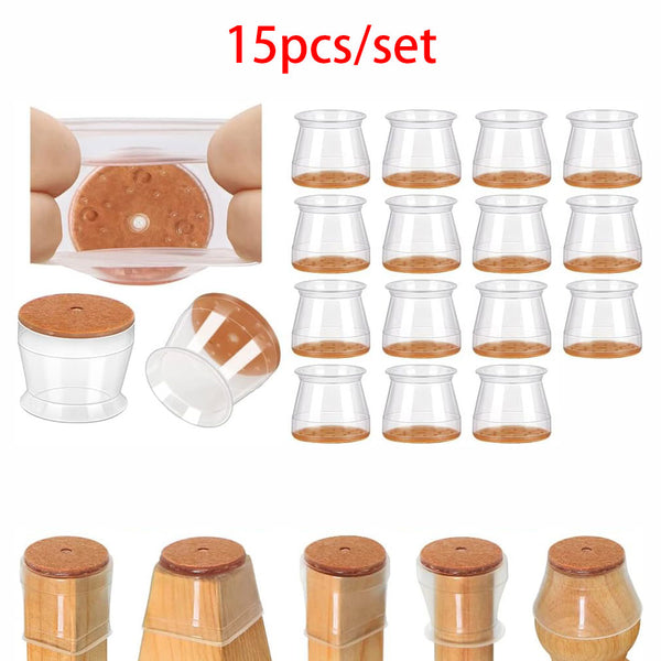 15 Pcs Chair Leg Floor Protectors for Hardwood Floors Silicone Covers