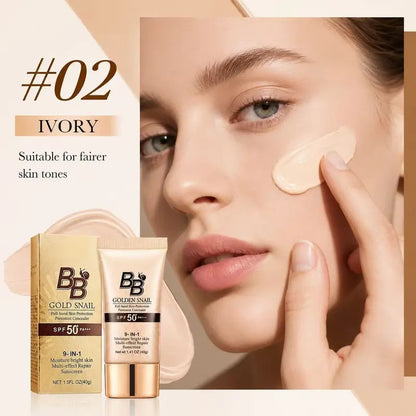Snail Mucin BB Cream - High-Coverage Oil-Control Matte Moisturizer, Waterproof, SPF-Infused