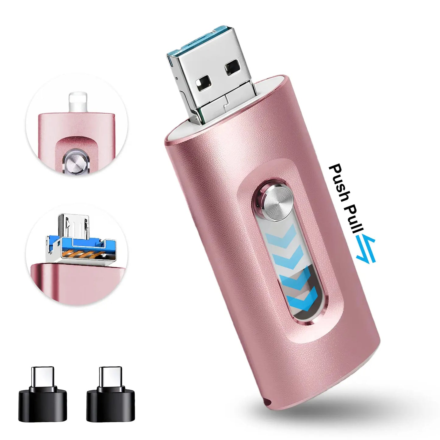 3-in-1 Flash Drive, High-Speed USB 3.0 OTG Pen Drive with Type-C Adapter