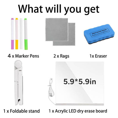 LED Glass Drawing Board for Kids with 4 Pen