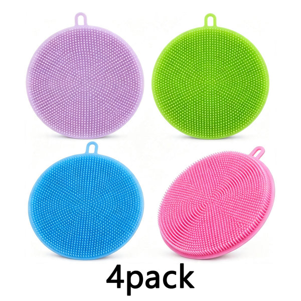 4 Pack Silicone Dish Scrubber Food Grade BPA Free Reusable