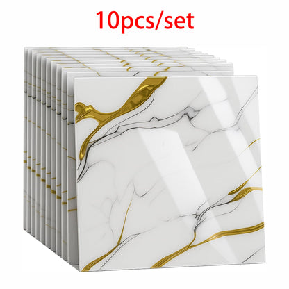 10 PCS Peel and Stick Backsplash Marble Look 12"X12" Self Adhesive Wall Tile