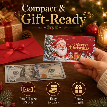 2Pack Christmas Cash Gift Card Holder, Money Holder with Santa Envelope with 6 Slots