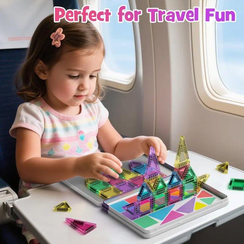 Mini Magnetic Building Blocks, 40 Pieces - Montessori Education Magnetic Travel Building Set