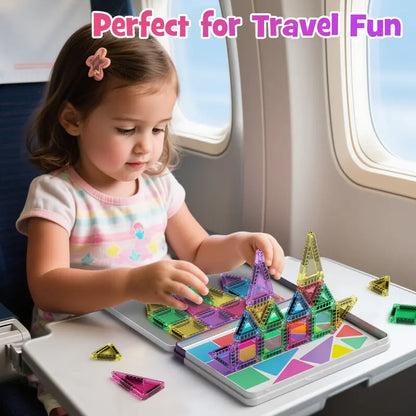 Mini Magnetic Building Blocks, 40 Pieces - Montessori Education Magnetic Travel Building Set