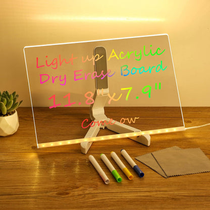 LED Glass Drawing Board for Kids with 4 Pen