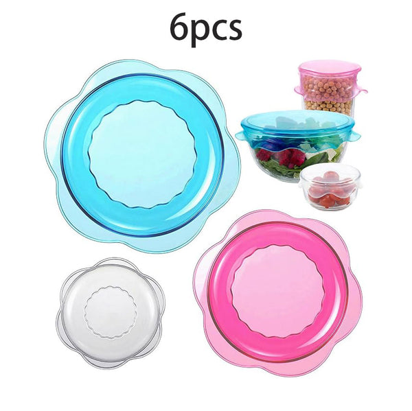 6PCS Silicone Stretch Lids for Food Storage, Reusable Elastic Silicone Lids
