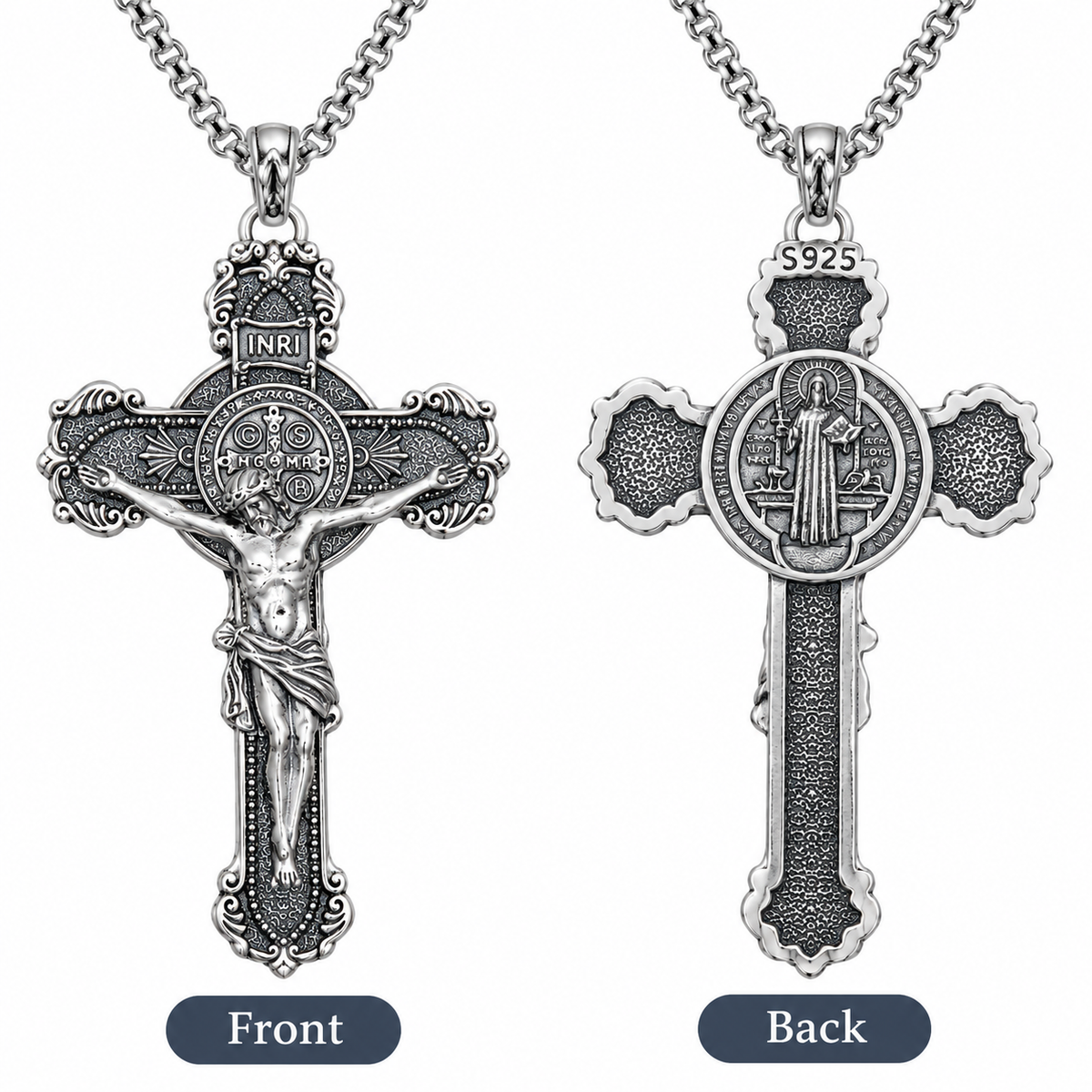 Saint Benedict Wall Cross and Medal Necklace