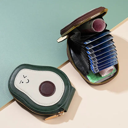 2Pcs Cute Avocado Leather Wallet Card Holder, RFID Blocking Purse