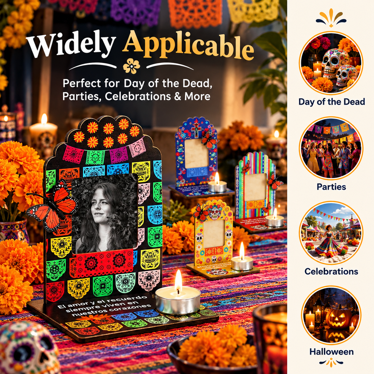 5Pcs Dia De Los Muertos Decorations Picture Frames Kit-Day of the Dead Ofrenda Altar