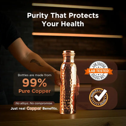 Copper Water Bottle 28.15 Ounces | 100% Pure Copper Hammered Design Handmade For Drinking Water