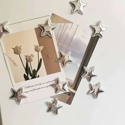 10 Pcs Silver Star-Shaped Decorative Fridge Magnets