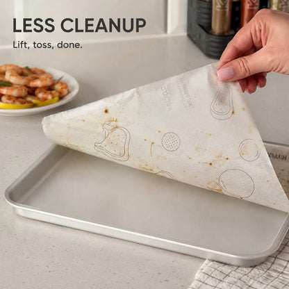 24pcs Recipe‐Printed Baking Paper Convenient Home Oven Cooking Sheet