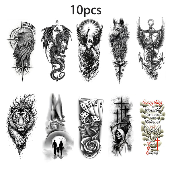 10PCS Realistic Religious Temporary Tattoos, Waterproof Realistic