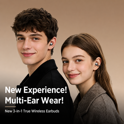 3-in-1 Wireless Earbuds,Open Ear Clip-on, in-Ear & Sleep Earbuds Bluetooth Headphones with Multi-Wear Design