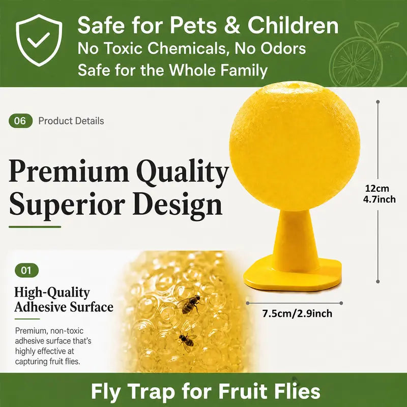 4Pcs Fruit Fly Sticky Trap Balls Fungus Gnat Killer Bug Catcher Gnat Trap Insect Traps